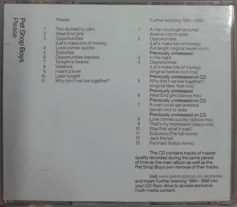 Pet Shop Boys - Please (Further Listening 2CD set)
