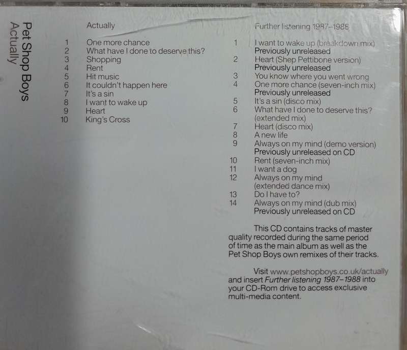 Pet Shop Boys - Actually (Further Listening 2CD set)
