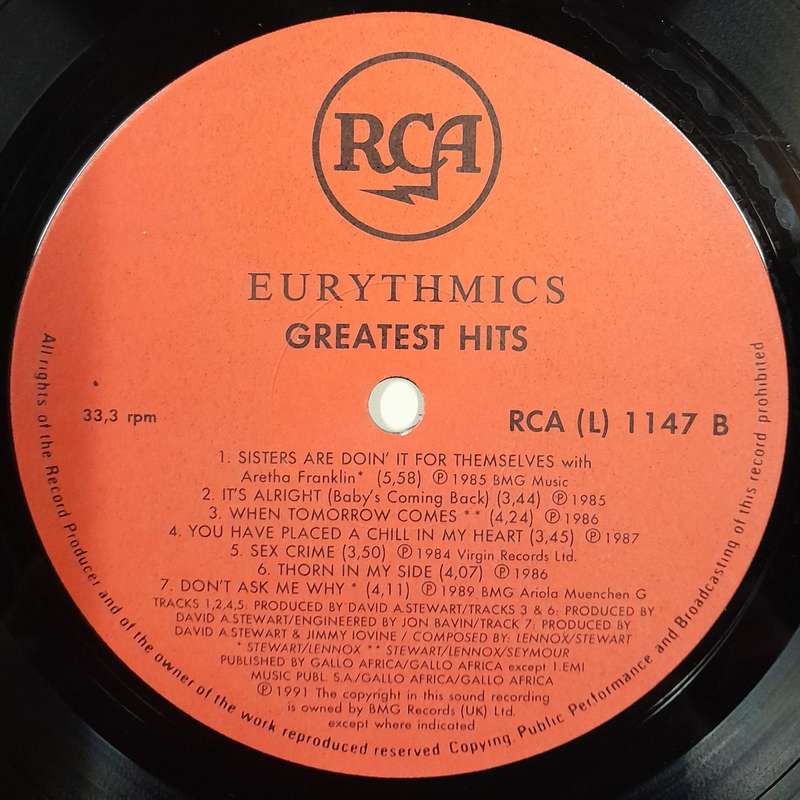 Eurythmics - Greatest Hits LP