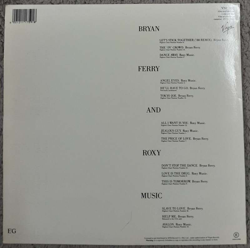 Bryan Ferry - The Ultimate Collection LP (with Roxy Music)