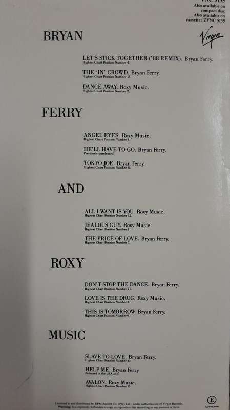 Bryan Ferry - The Ultimate Collection LP (with Roxy Music)