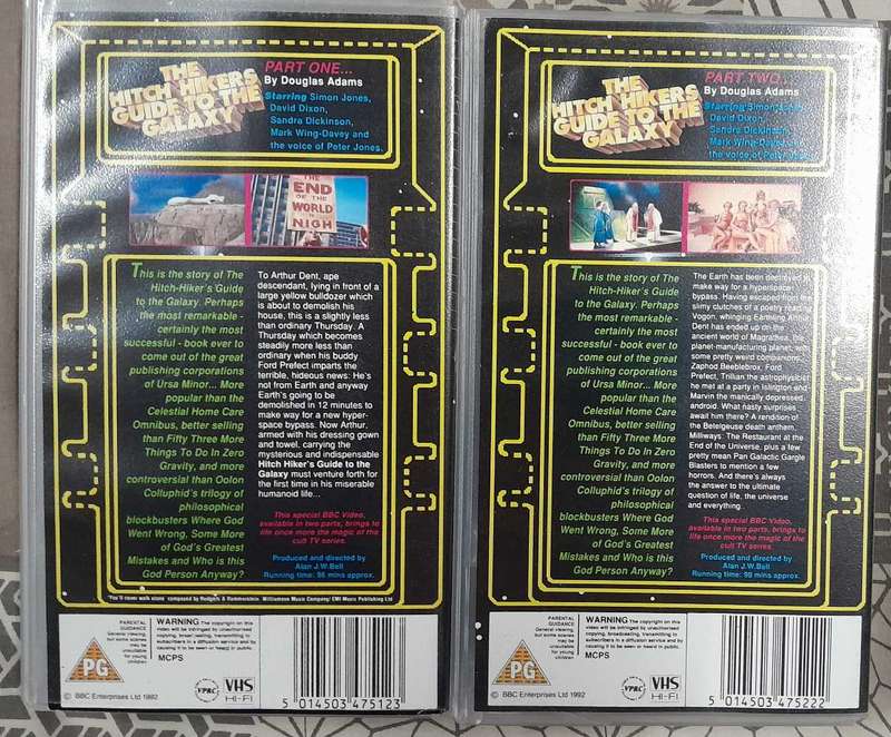 The Hitch Hiker's Guide To The Galaxy VHS set (Douglas Adams)