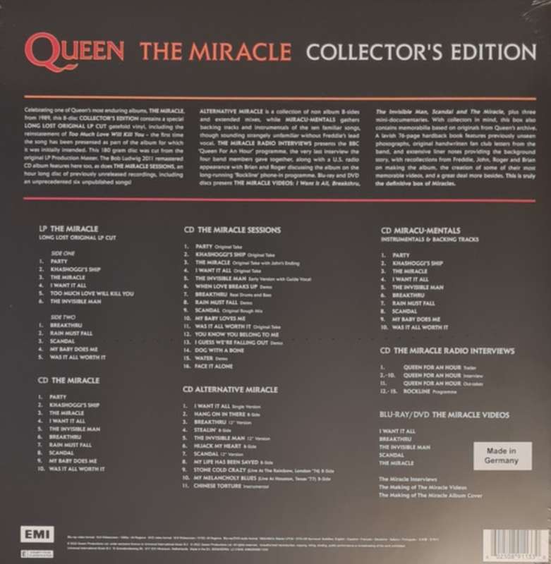 Queen - The Miracle Super Deluxe Box Set (1 LP, 5Cd, DVD, BLU-RAY, Posters, Book and more)
