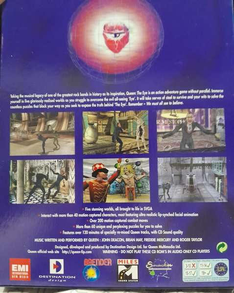 Queen - The Eye PC Cd-rom game (Big Box, bundled with official novel and "Art of" books)