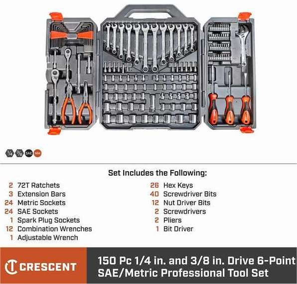 CRESCENT CTK150 150 piece Professional Tool Set