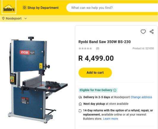 New Ryobi Band Saw 350W BS-230 (Retail R4500)