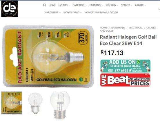 BULK LOT of 10 x Radiant Halogen 28W Globes