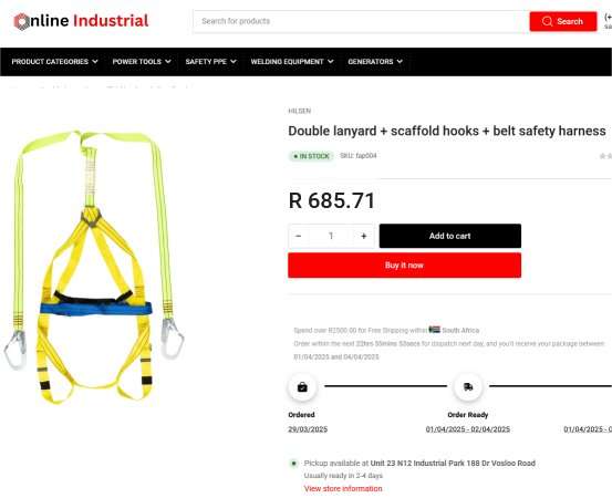 Certified Full Safety Harness with 2 Shock Absorbing Lanyards