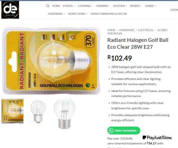 BULK LOT of 5 x Radiant Halogen 28W Globes