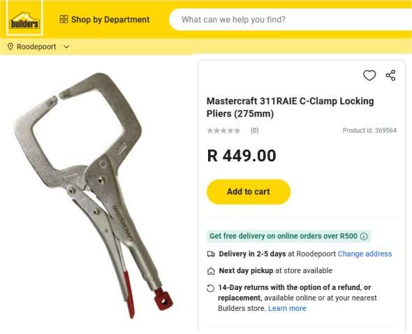 New Mastercraft C-Clamp Locking Pliers (275mm)