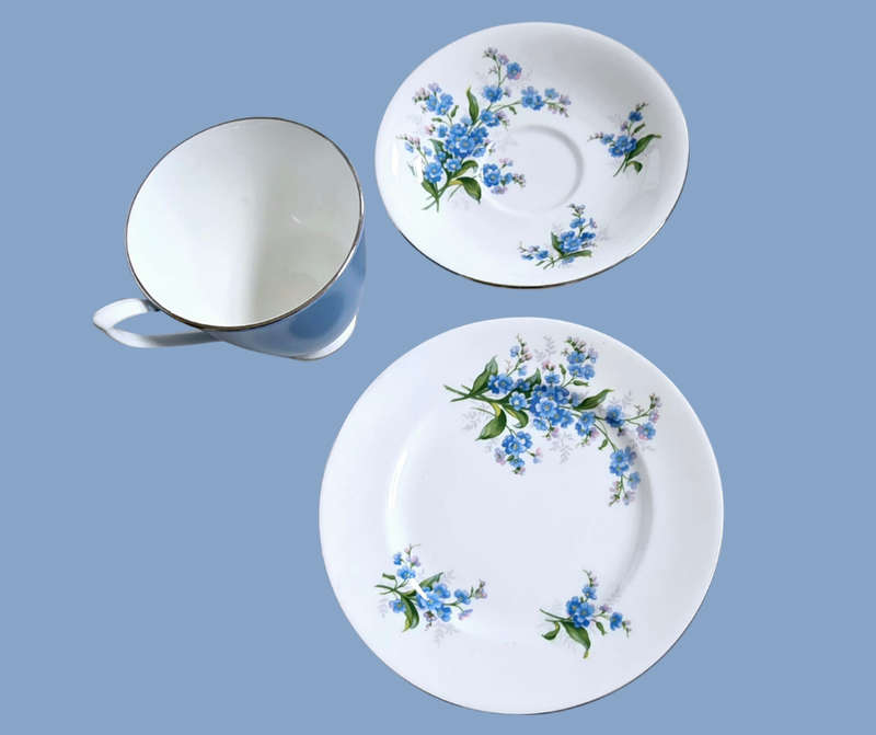 Royal Albert UNNAMED Forget Me Not Pattern Blue Trio's