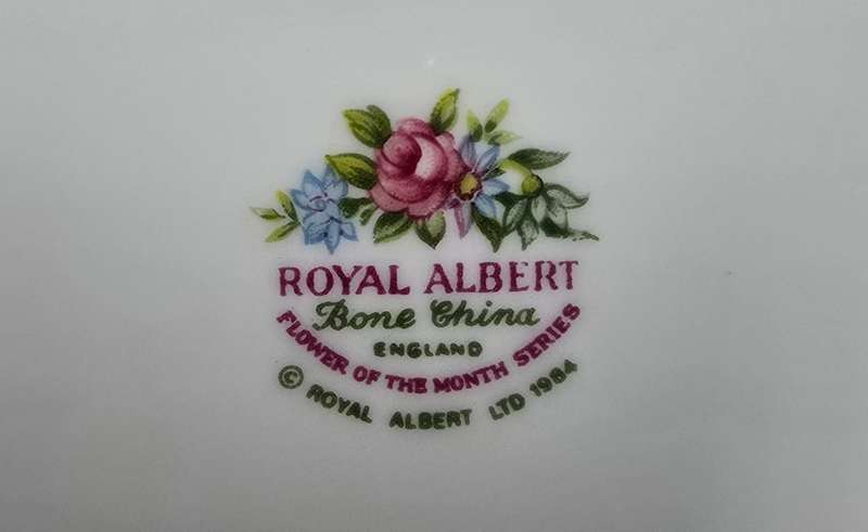 Royal Albert Flowers of the month - Small creamer, sugar bowl and tray