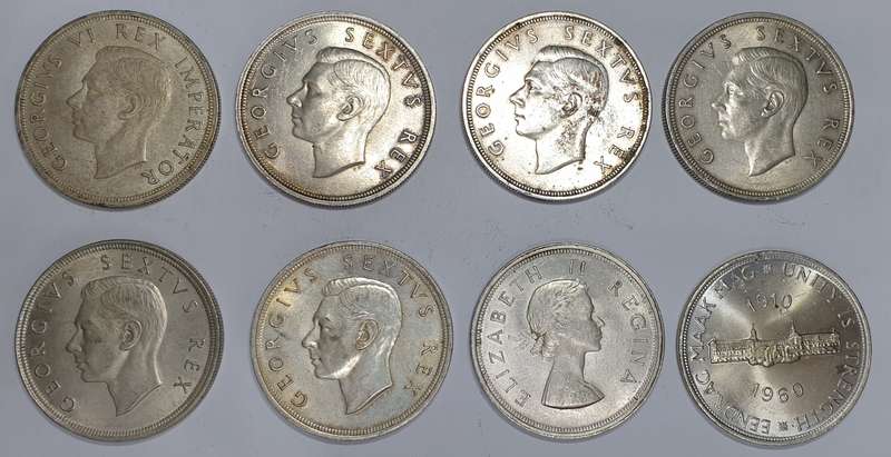 Collection of Union of South Africa crowns (5/-)