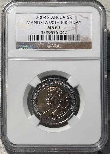 RSA 2008 MANDELA 90TH BIRTHDAY R5  - NGC MS 67