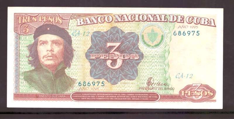 CUBA 1995 3 PESOS BANKNOTE - UNC