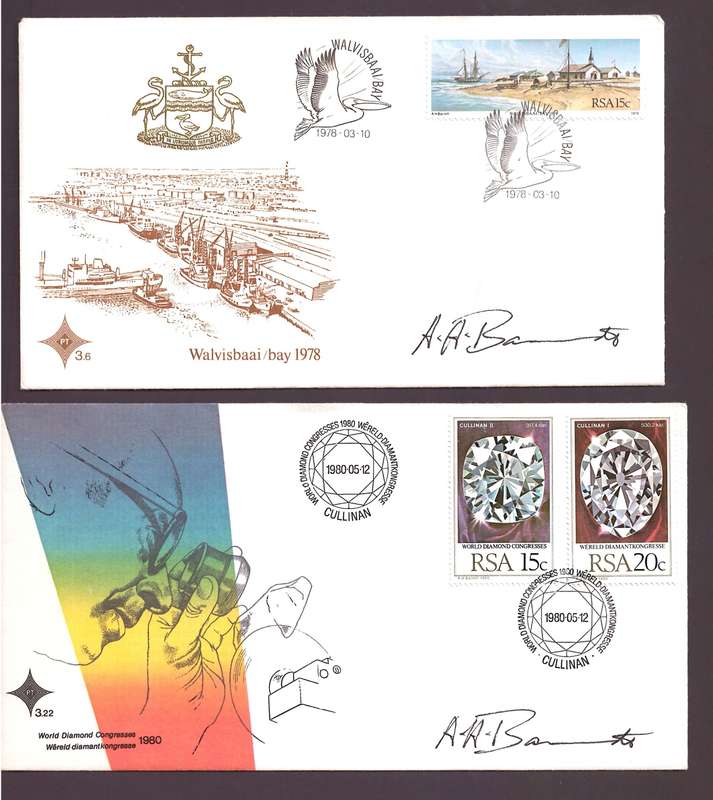 RSA FDCs 3.6, 3.22 & 3.26 ALL SIGNED BY THE STAMP DESIGNER AH BARRETT