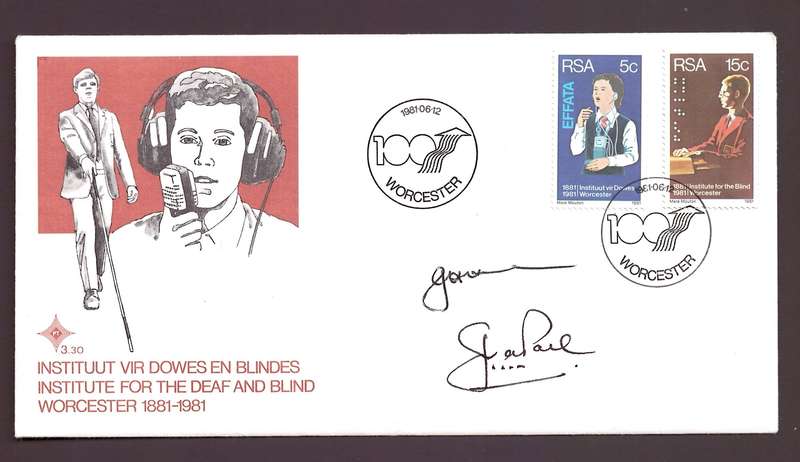 RSA 1981 FDC 3.30 SIGNED BY HEADS OF THE INSTITUTES FOR THE DEAF AND THE BLIND
