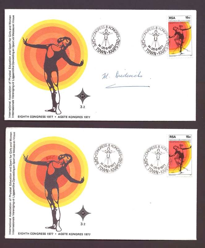 RSA 1977 FDC 3.2 SIGNED BY STATE PRESIDENT'S WIFE, MRS MARGA DIEDERICKS