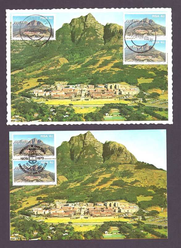 RSA ANNIVERSARY OF THE UNIVERSITY OF CAPE TOWN - TWO PRIVATELY ISSUED MAXICARDS