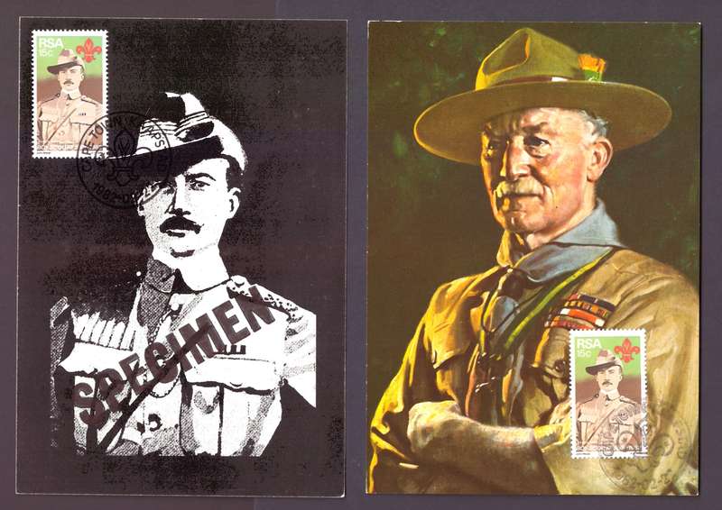 RSA 1982 BOY SCOUTS SET OF TWO MAXICARDS, INCLUDING SPECIMEN