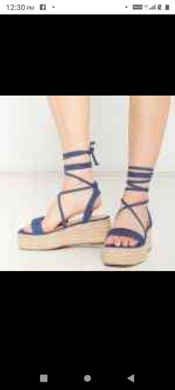 Ladies Denim Lace Up Miss Black Platform Sandals