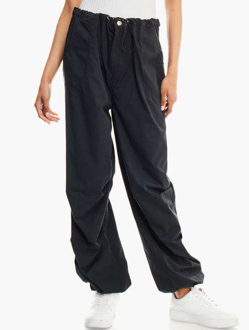 Black Wide Leg Drawstring Pants