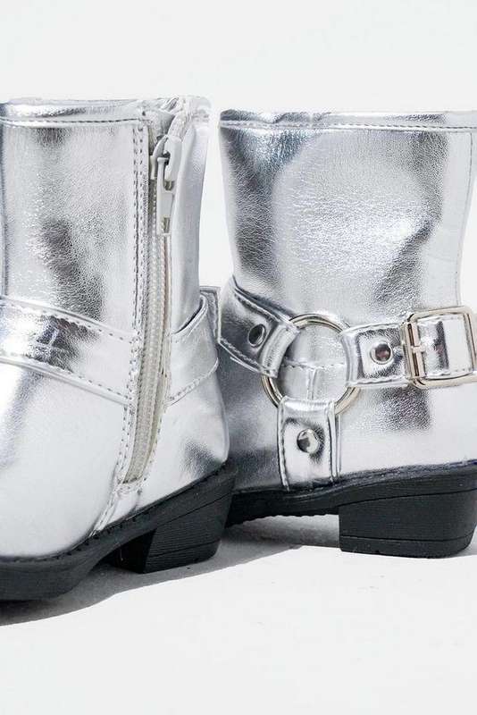 Toddler Girl Size 4 Silver Buckle Boots