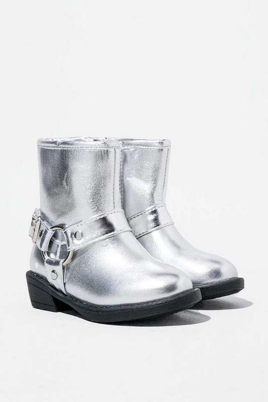 Toddler Girl Size 4 Silver Buckle Boots