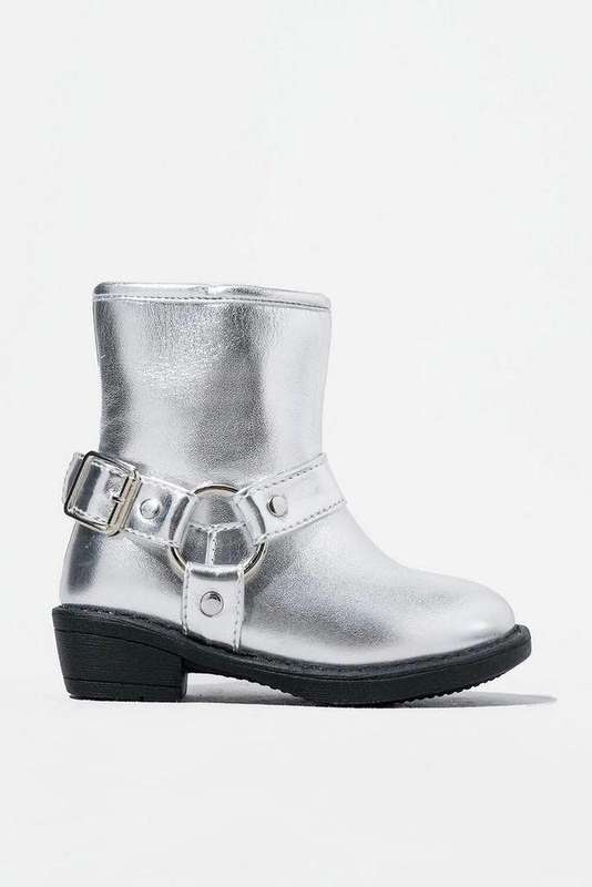 Toddler Girl Size 4 Silver Buckle Boots