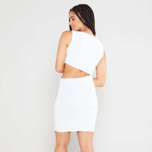 Ladies White Cut Out Mini Dress