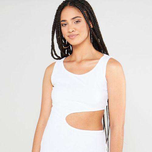 Ladies White Cut Out Mini Dress