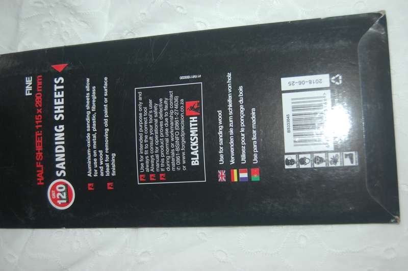 BLACKSMITH BRAND SANDING SHEETS GRIT 120 115MM X 280MM WITH 5 SHEETS IN THE PACK