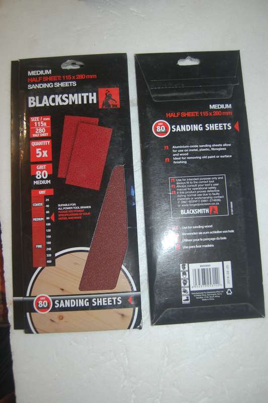 BLACKSMITH HALF SHEET SIZE 115MM X 280MM SANDING PAPER MEDIUM GRIT (5 SHEETS PER PACK)
