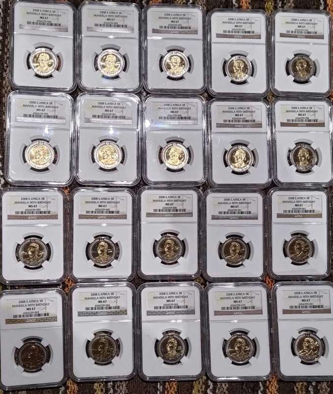 NGC GRADED FIVE RAND COINS SET
