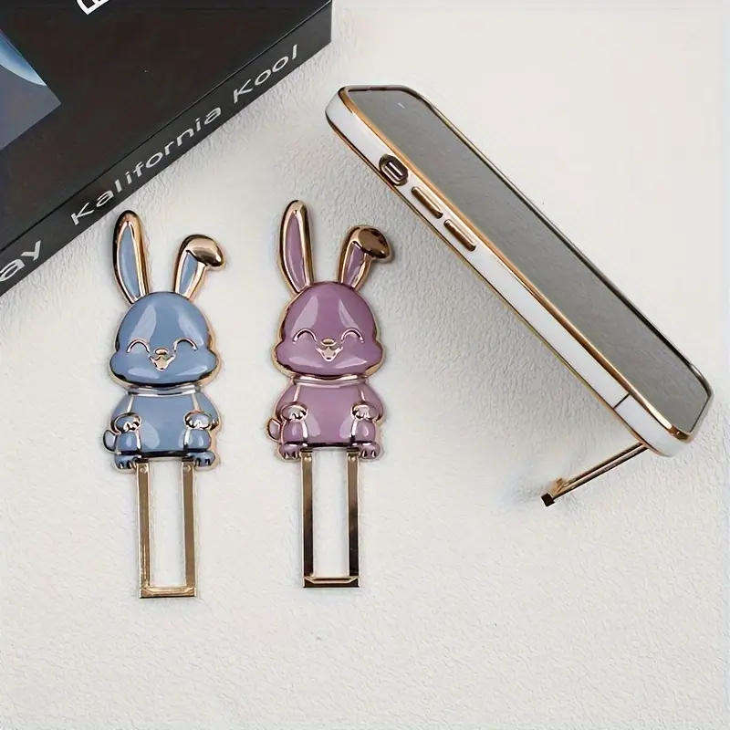 Cute Rabbit Foldable Phone & Tablet Stand  Ultra-Thin Electroplated Desktop Bracket (Bundle Set)