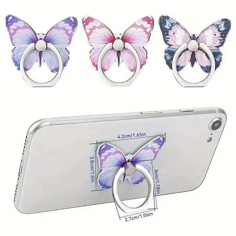 Butterfly Bloom Phone Ring Holder Bundle ( 2 Purple and 1 Pink)