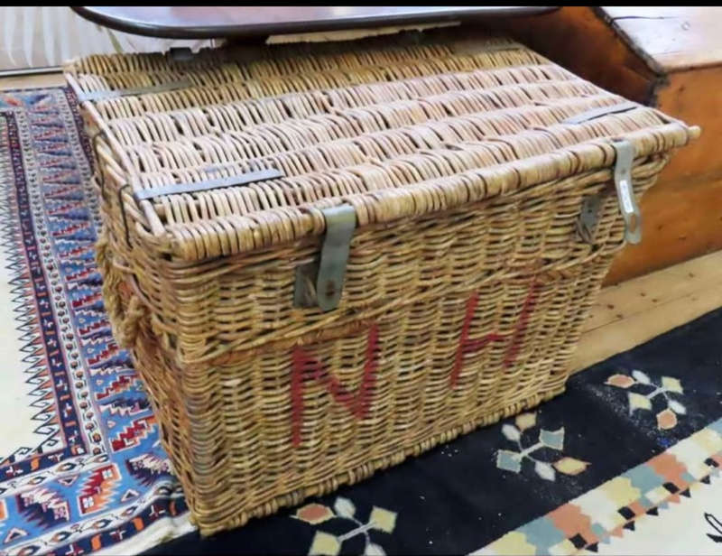 Large vintage wicker basket.80cm wide 55cm deep and 60cm high