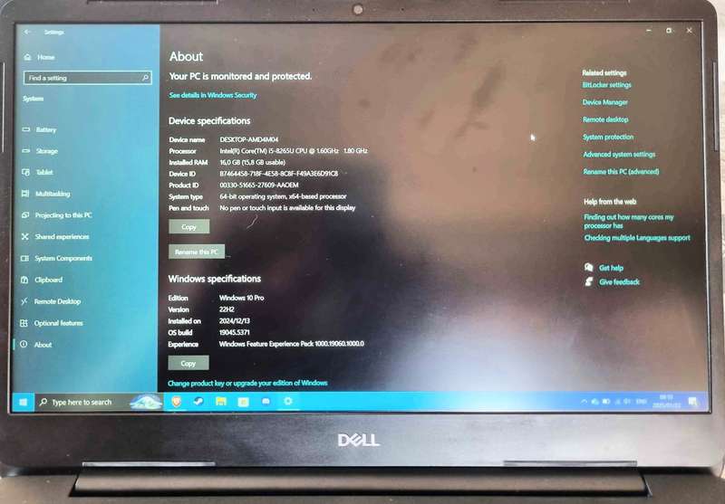 Dell Vostro 5581 i5 8265u 16GB DDR4