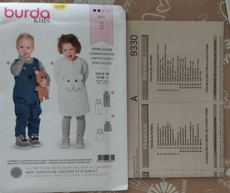 Burda Kids 9330 6 Months- 3 Years Uncut Factory Folded Sewing Pattern