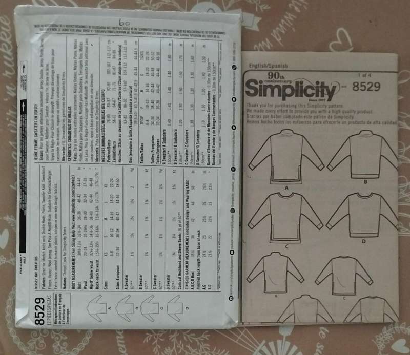 Simplicity 8529 Size XS-XL Uncut Factory Folded Sewing Pattern