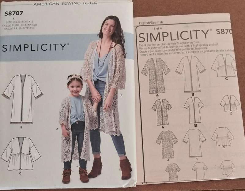 Simplicity S8707 Size 3-8 Years and XS-XL Uncut Factory Folded Sewing Pattern