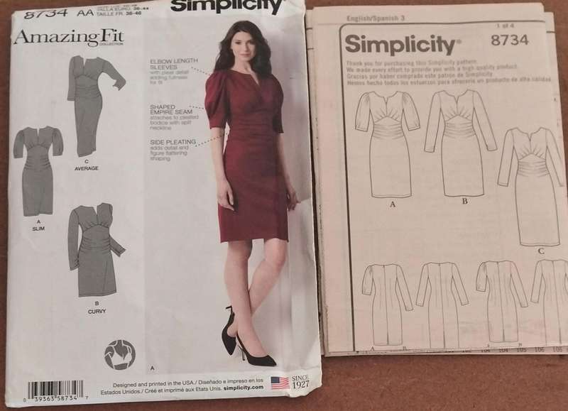 Simplitcity 8734 Size 10-18 Uncut Factory Folded Sewing Pattern