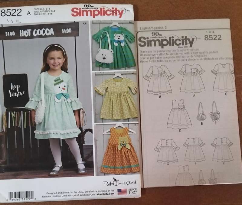 Simplitcity 8522 Size  3-8 Years Uncut Factory Folded Sewing Pattern