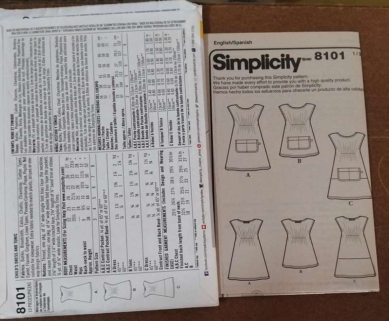 Simplitcity 8101 Size  3-8 Years Uncut Factory Folded Sewing Pattern