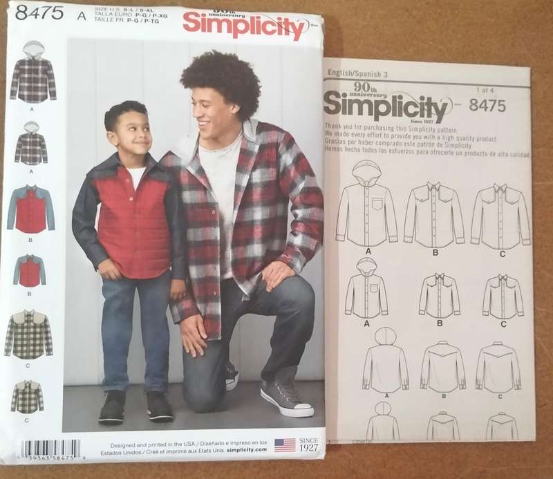 Simplicity 8475 Mens Size S-XL and Boys 3-8 Years Uncut Factory Folded Sewing Pattern Size 10-18