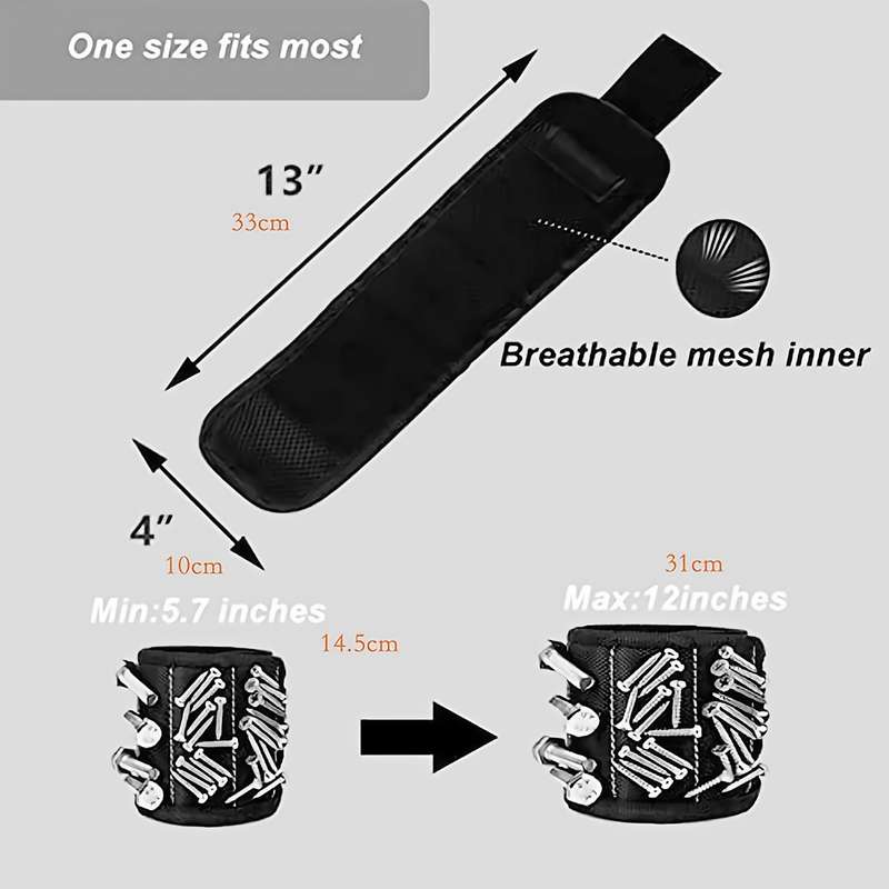 1 Piece Strong Magnetic Tool Wrist Strap Extra Strong Neodymium Magnets Hold Nails Screws