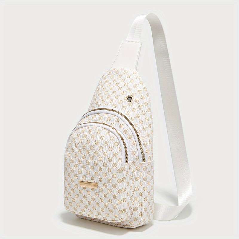 Women's Printed Shoulder Bag Fashion Pu Leather Chest Bag Outdoor Sports Messenger Bag