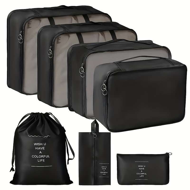 7 Piece Ultimate Travel Organizer Set Spacious And Lightweight Luggage Shoe Bag Toiletry Bag