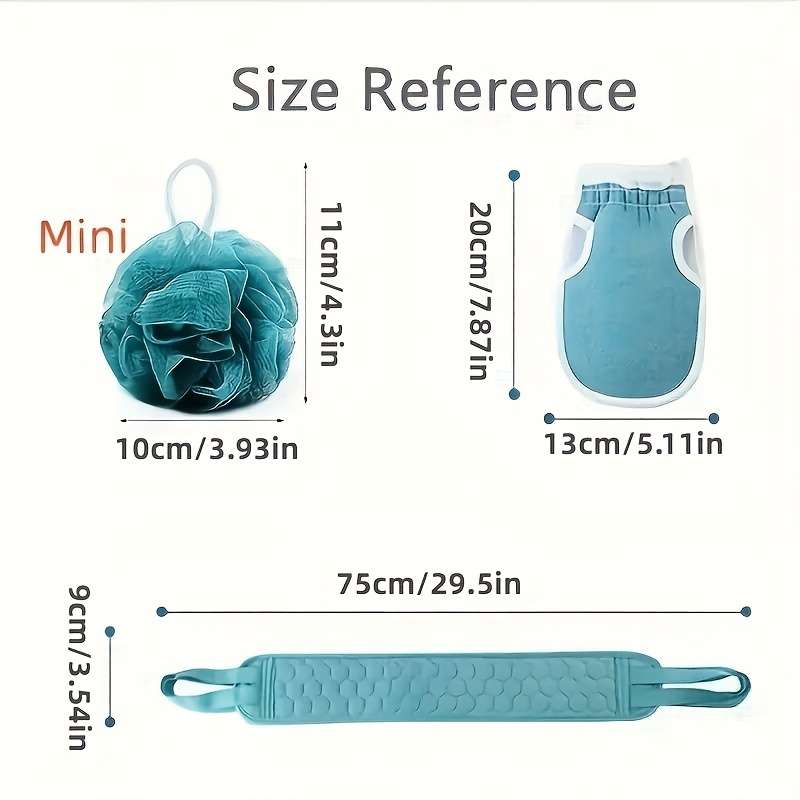 3 Pieces Exfoliating Bath Towel Set Body Cleansing Towel Soft Bath Glove