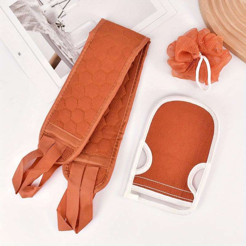 3 Pieces Exfoliating Bath Towel Set Body Cleansing Towel Soft Bath Glove